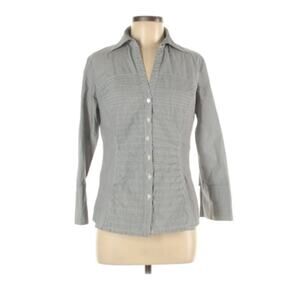 Zac & Rachel Striped 3/4 Sleeve Gray Button Down Shirt Size M